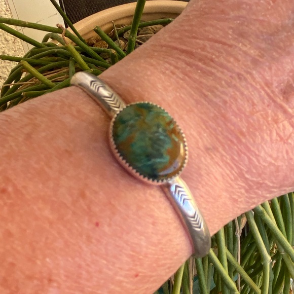 Ajax Mine Turquoise Sterling Stacker Cuff - Picture 3 of 3